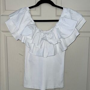 Elegant White Ruffled Women's Top